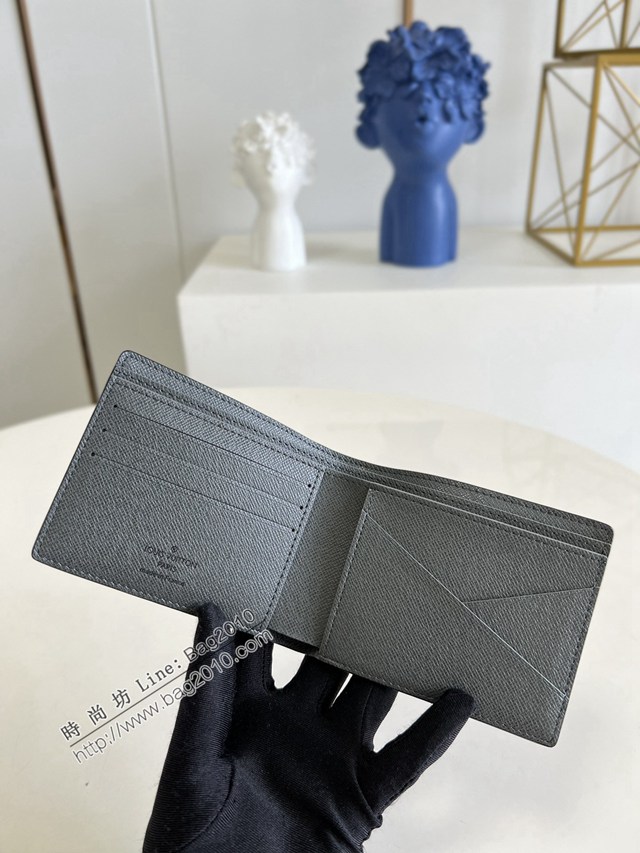 LV專櫃2023新款Multiple錢夾 M30843灰 路易威登Taigrama皮具系列男士短夾錢包 dn1320